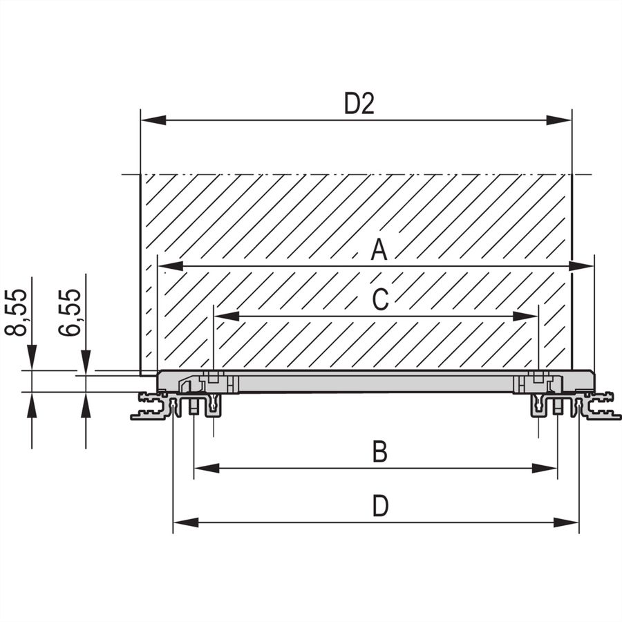 SCHROFF Guide Rail Multi Piece, Mid-Piece, Aluminium Extrusion, 160 mm, 2.5 mm Groove Width, Silver, 10 Pieces