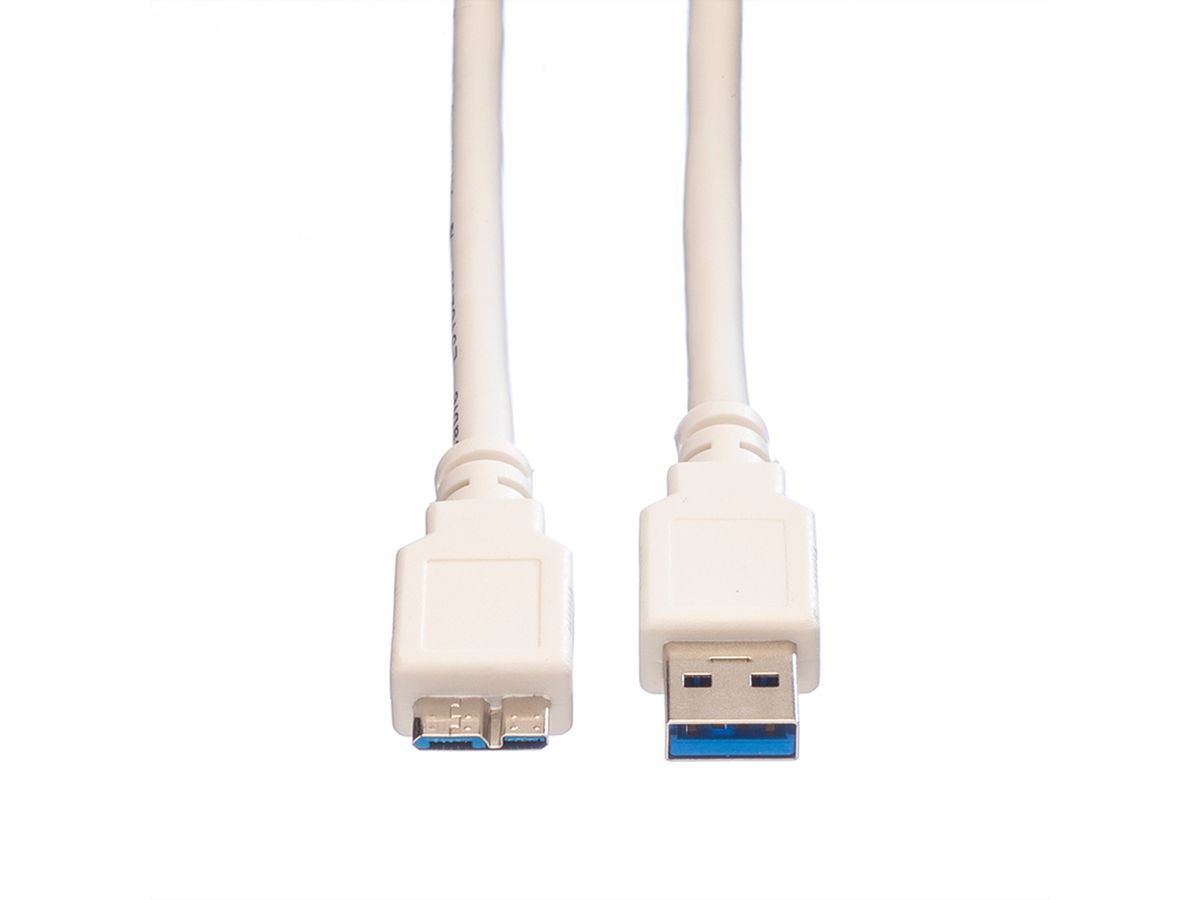 VALUE USB 3.2 Gen 1 kabel, type, A M - Micro B M, wit, 2 m
