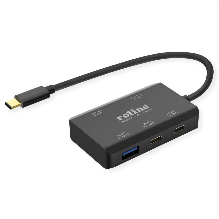 ROLINE USB 3.2 Gen 2 Hub, 4-voudig (2x USB-A + 2x USB-C), PD, type C-aansluitkabel