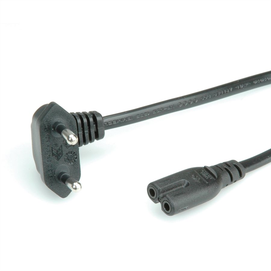 ROLINE Euro Power Cable, 2-pin, angled, black, 1.8 m