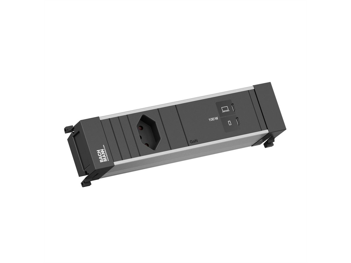 BACHMANN POWER FRAME S 1xCH 0°, 1xUSB C/C 100W L=0.2m