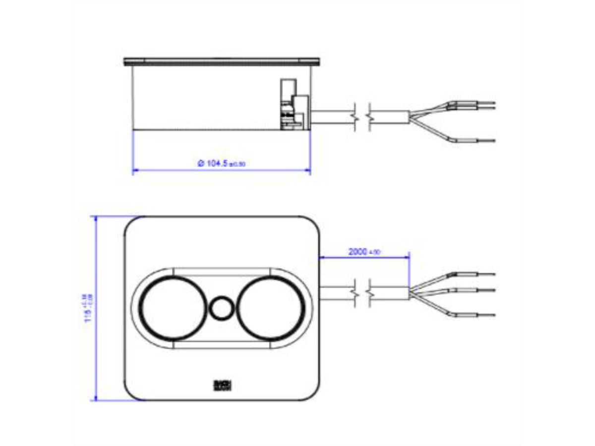 BACHMANN TWIST2 2xCEE7/3 2,0m AEH RAL9005 30GE angular