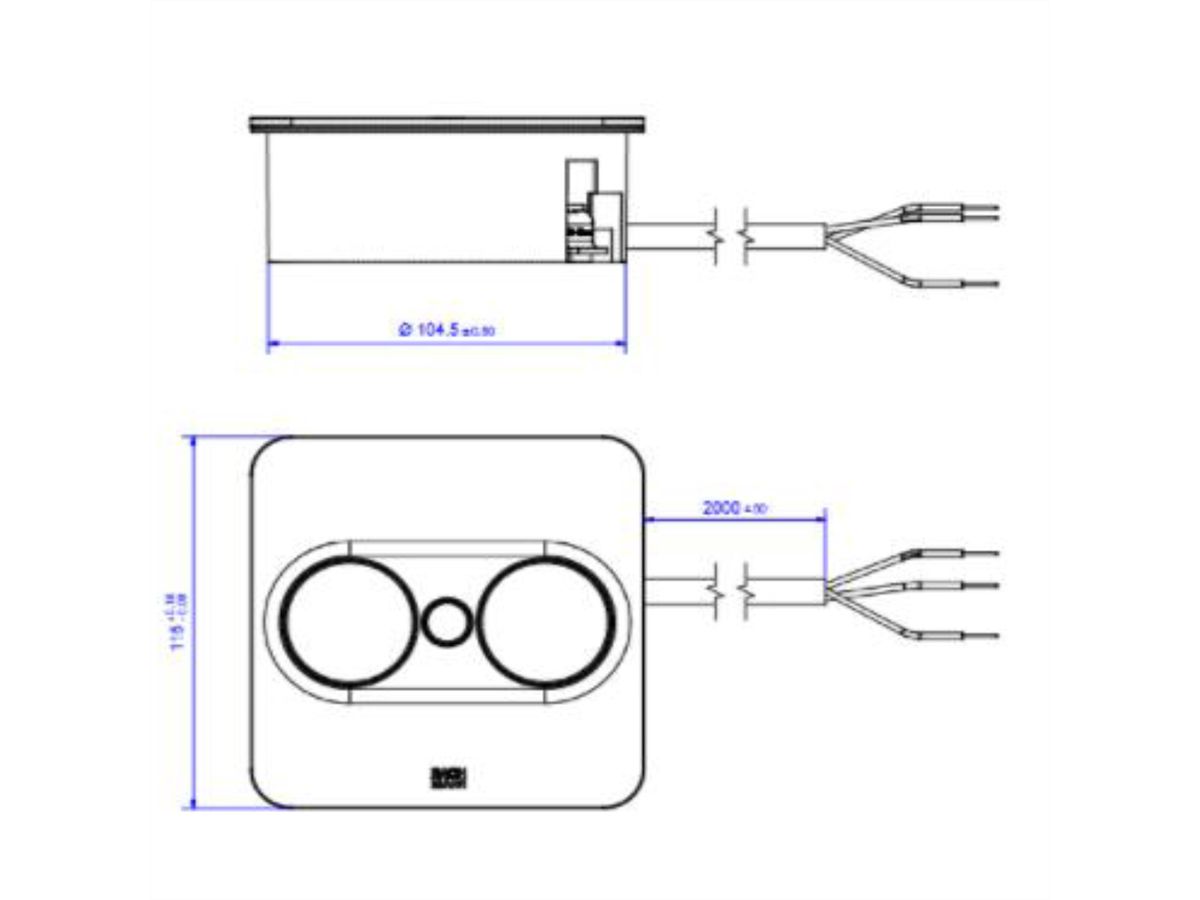 BACHMANN TWIST2 2xCEE7/3 2,0m AEH RAL9005 30GE hoekig