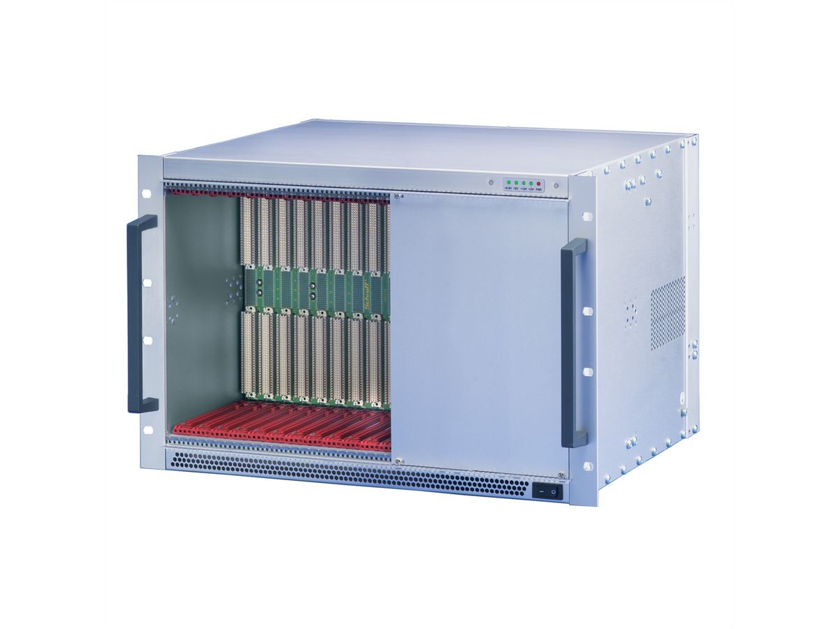 SCHROFF VME64x-systeem, 7 HE, 12 sleuven, open frame voeding