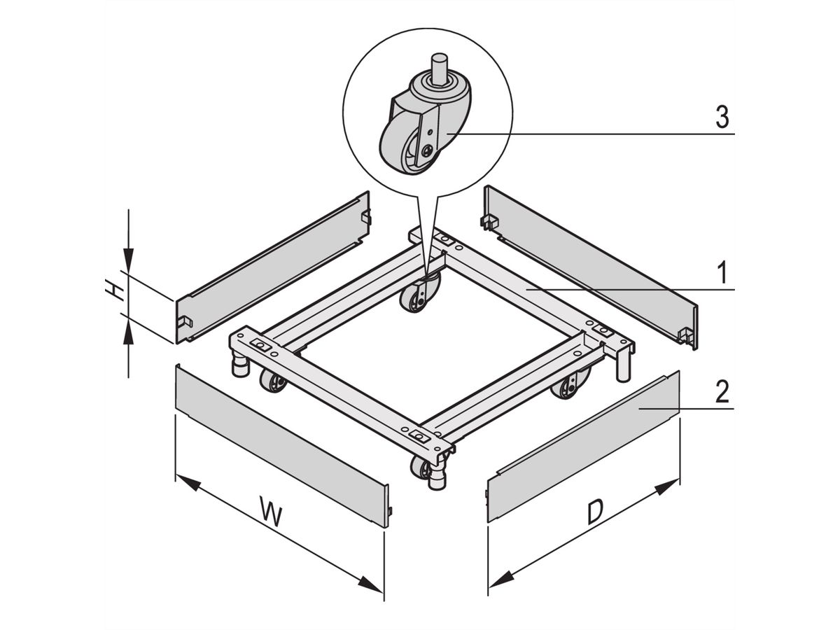 MOBILE PLINTH 600W 600D RAL7021