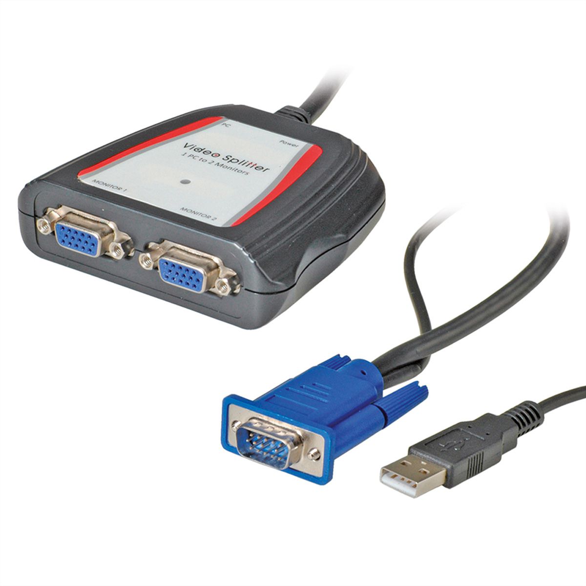 VALUE Portable VGA Video Splitter, 2-way, 250 MHz