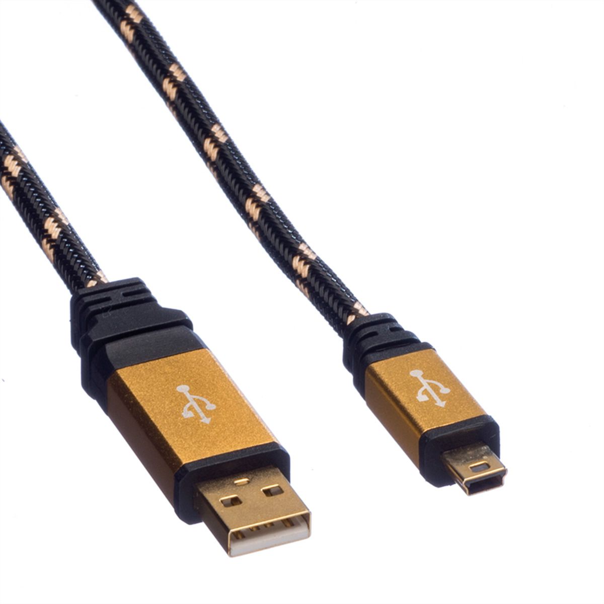 ROLINE GOLD USB 2.0 Cable, A - 5-Pin Mini, M/M, 0.8 m