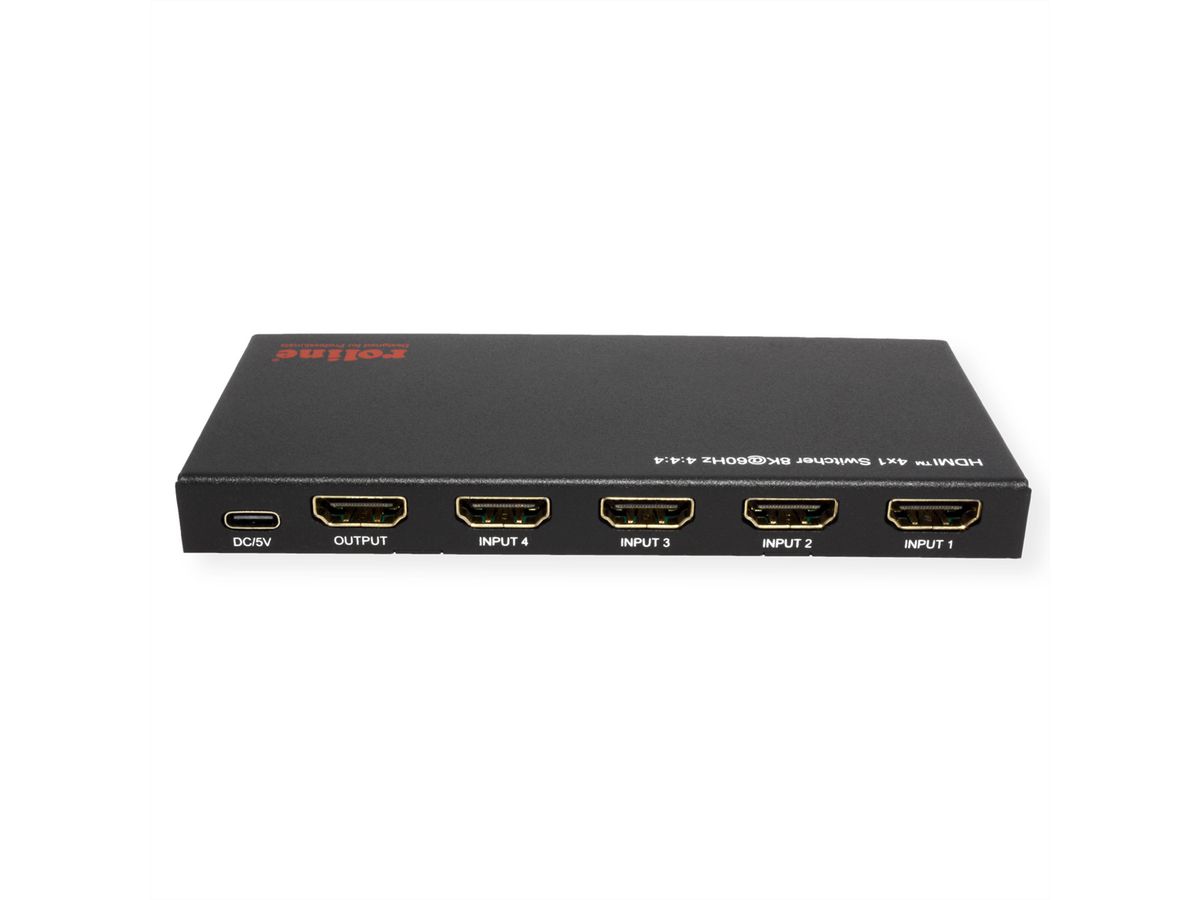 ROLINE HDMI Switch, 4x1, 8K60Hz, with Remote Control