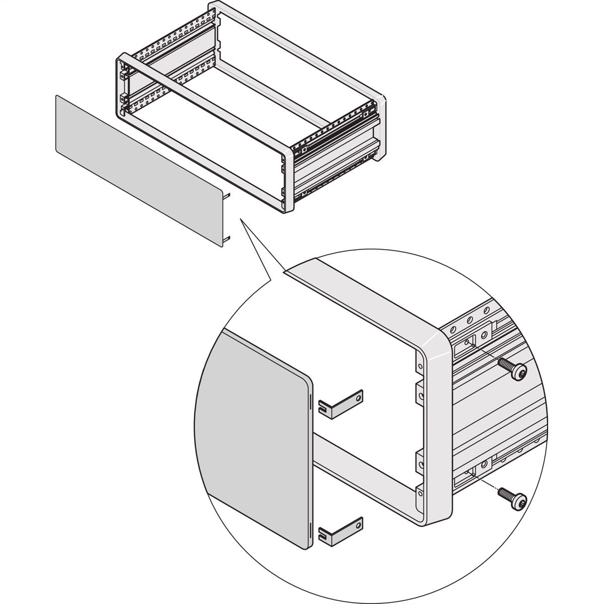 SCHROFF CompacPRO Front/Rear Panel, with Hidden Fixing, 4 U, 42 HP, 2.5 mm, Al, Anodized, Untreated Edges