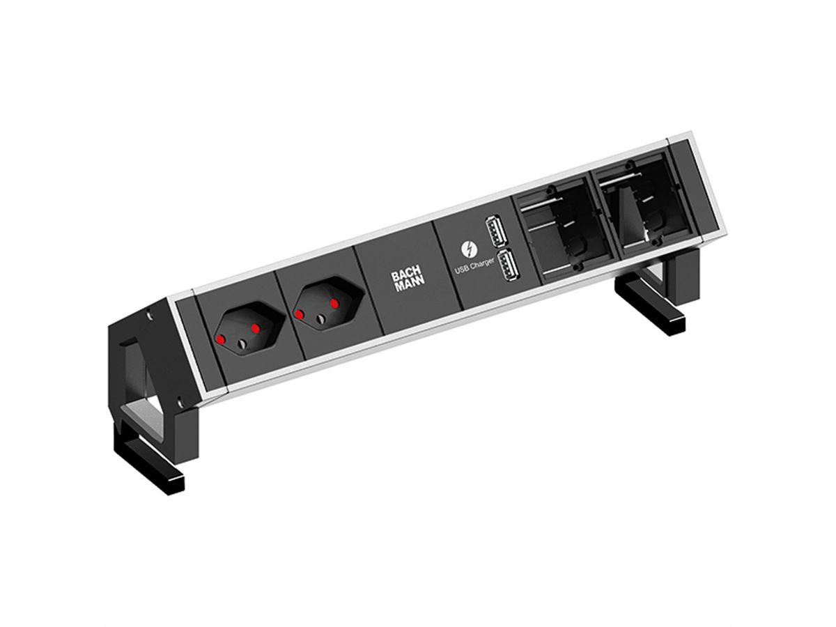 BACHMANN DESK2 2xCH T13 USB Charger 2xCM, Current 0.2m GST18 Inox lacquered Switzerland