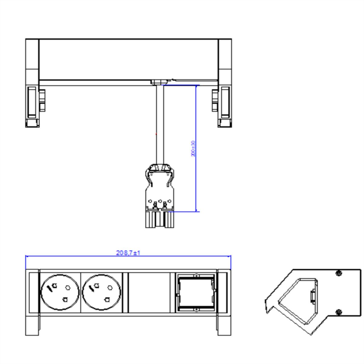 BACHMANN DESK2 2xCEE7/3 1xCM 0.2m GST18 RAL9005