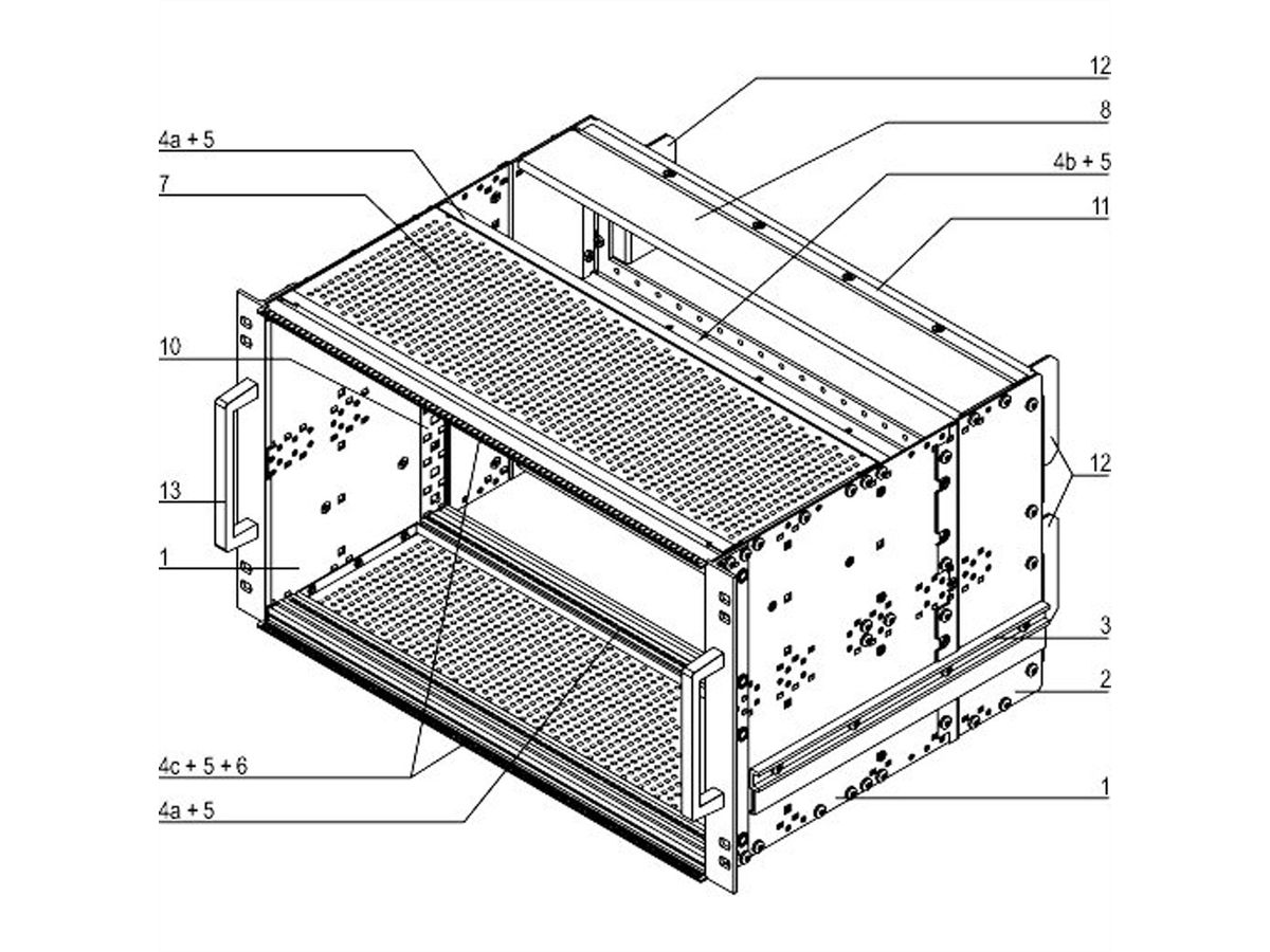 SCHROFF EuropacPRO 19" moduledrager voor rail, afgeschermd, SNCF, CompactPCI, 6 HE, 84 PK, 320 mm