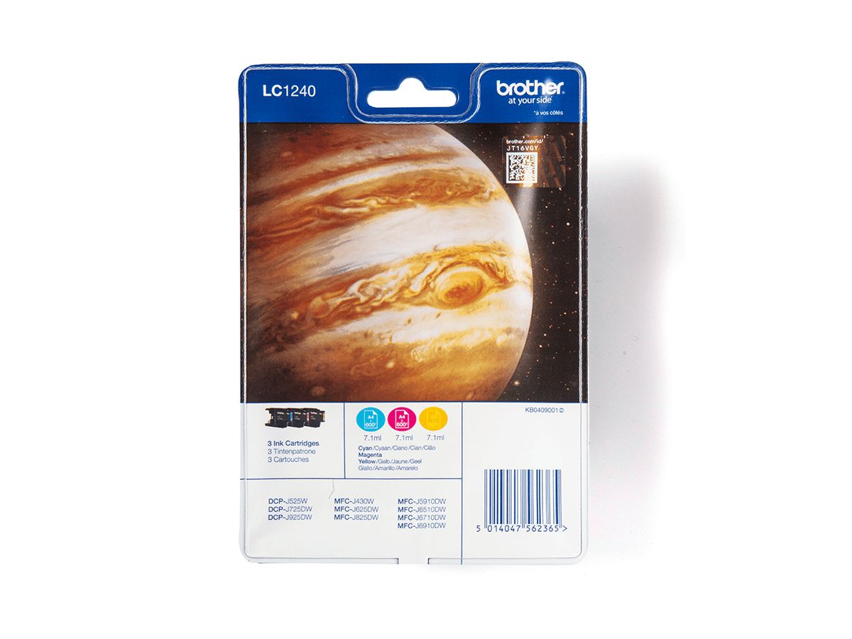 Brother LC1240RBWBP inktcartridge 3 stuk(s) Origineel Cyaan, Magenta, Geel