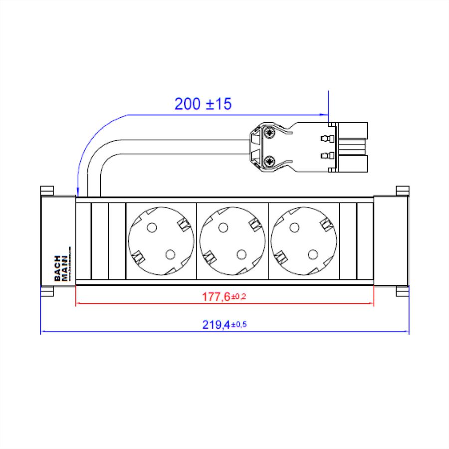 BACHMANN POWER FRAME 3xCEE7/3 short plastic profile