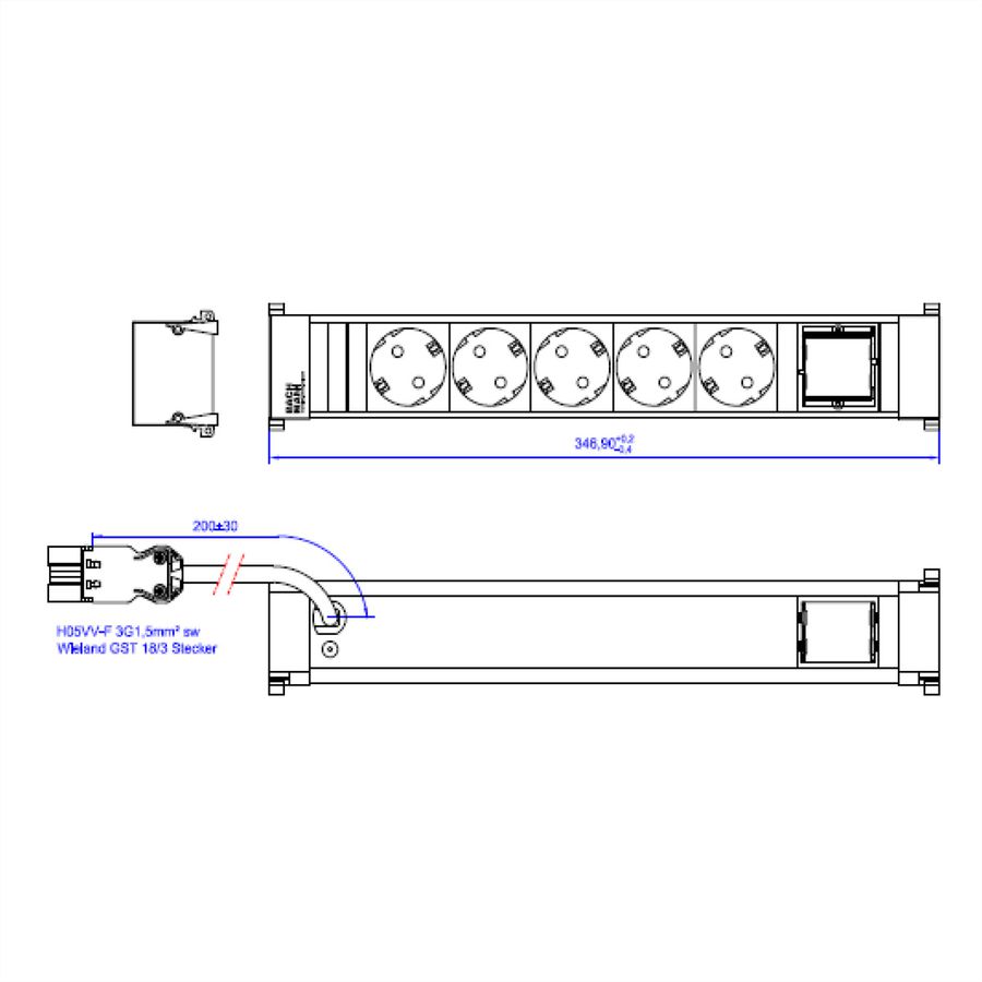 BACHMANN POWER FRAME 5xCEE7/3 1xCM 0.2m GST18i3