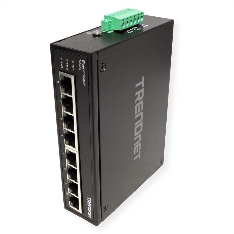 TRENDnet TI-G80 8-Port Hardened Industrial Gigabit Ethernet DIN-Rail Switch