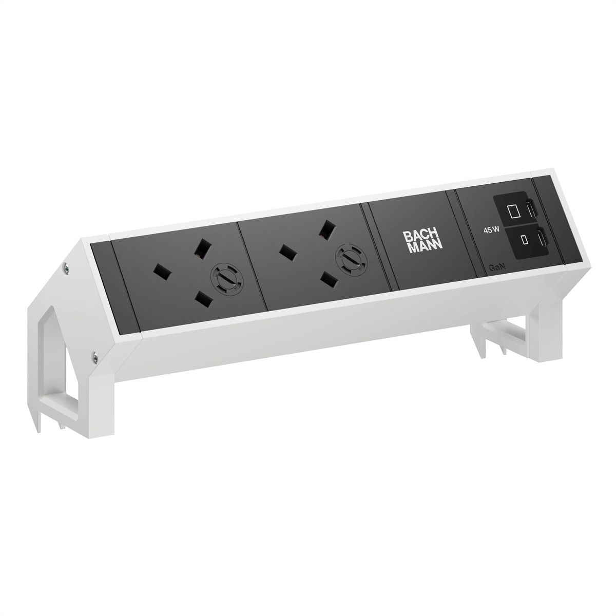 BACHMANN DESK2 2xUK 1xUSB C/C 45W, L=0,2m RAL9010