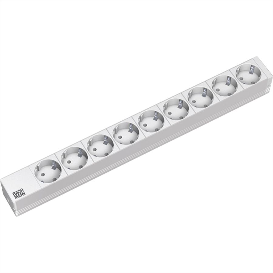 BACHMANN Stekkerdoos 19" 9-voudig, zonder schakelaar, zilver