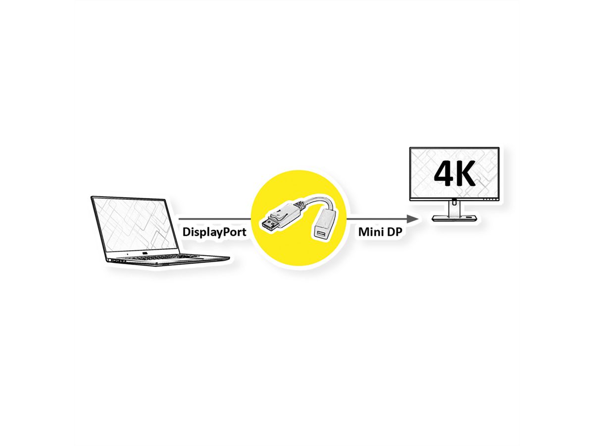 ROLINE DisplayPort Adapter, DP M - Mini DP F