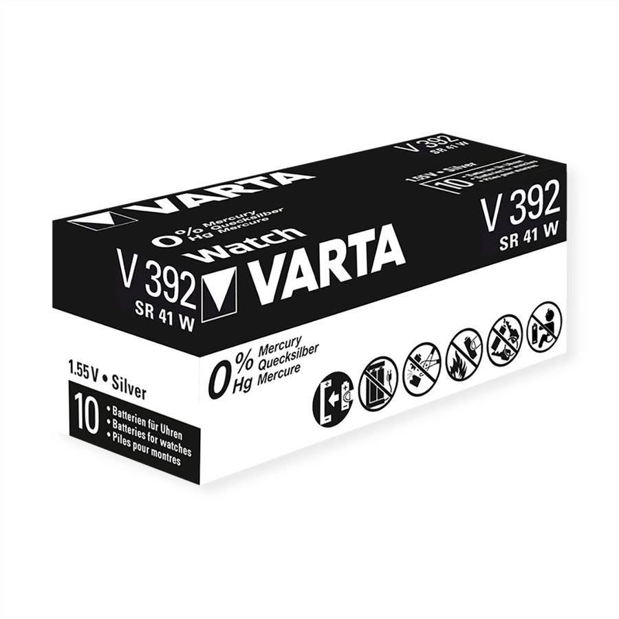 VARTA SR41, 10 stuks, 1,55V, 39mAh, V 392 HC, batterij voor eenmalig gebruik zilveroxide