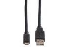 ROLINE USB 2.0 Kabel, USB A Male - Micro USB B Male, zwart, 0,8 m