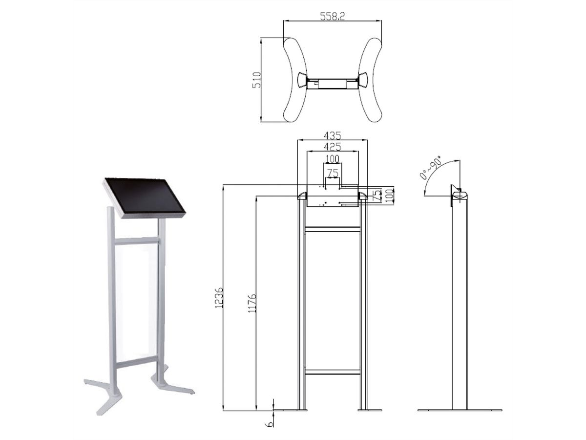 ROLINE Digital Signage Standaard, Marketing, tot 10 kg, zilver