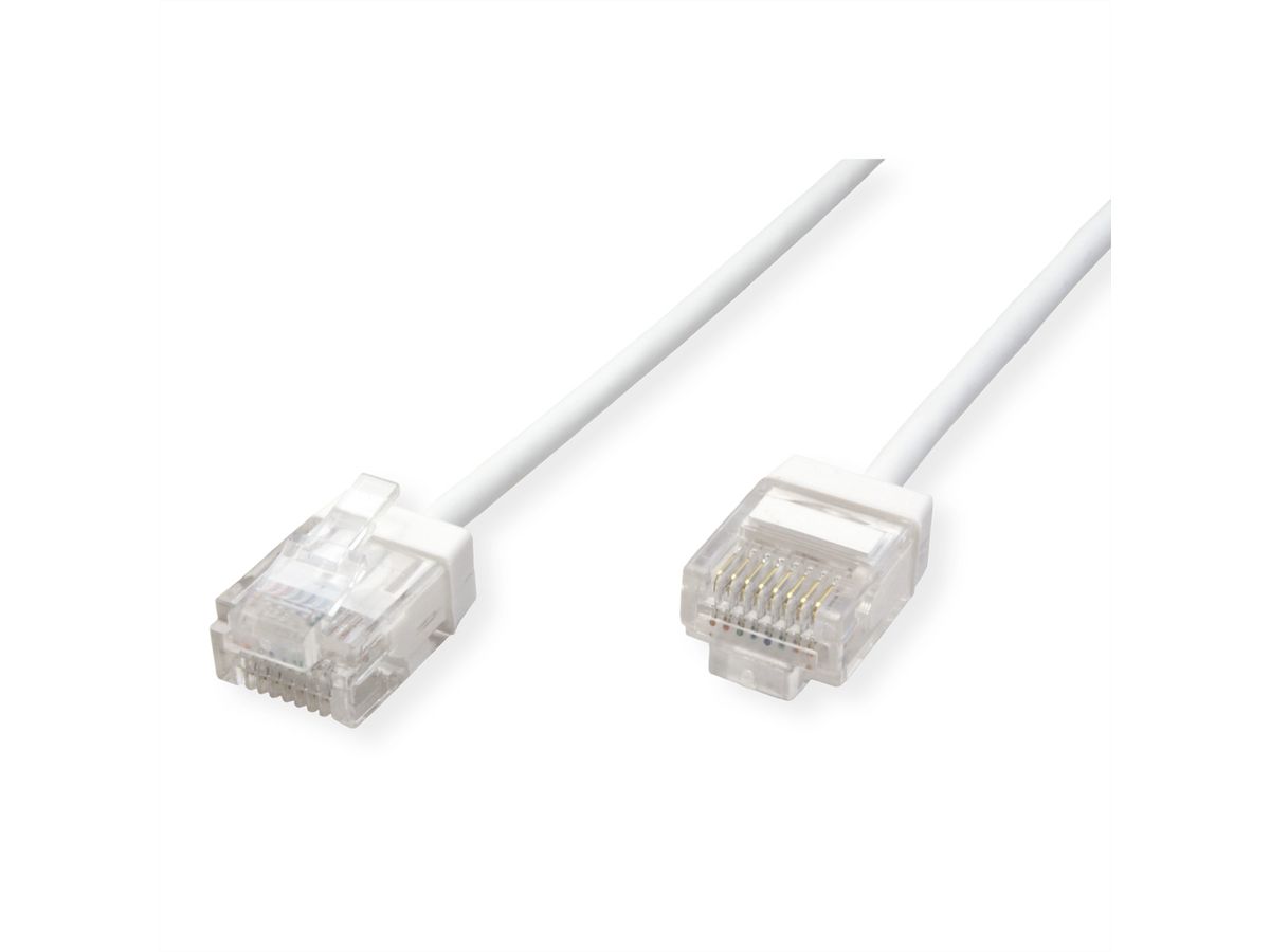 ROLINE UTP DataCenter Patchkabel Cat.6A (Class EA), LSOH, dun, extra korte stekker, wit, 3 m