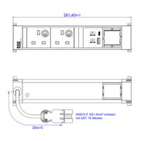 BACHMANN POWER FRAME M 2xUK USB A&C 22W, 1xCM 0.2m GST18 United Kingdom
