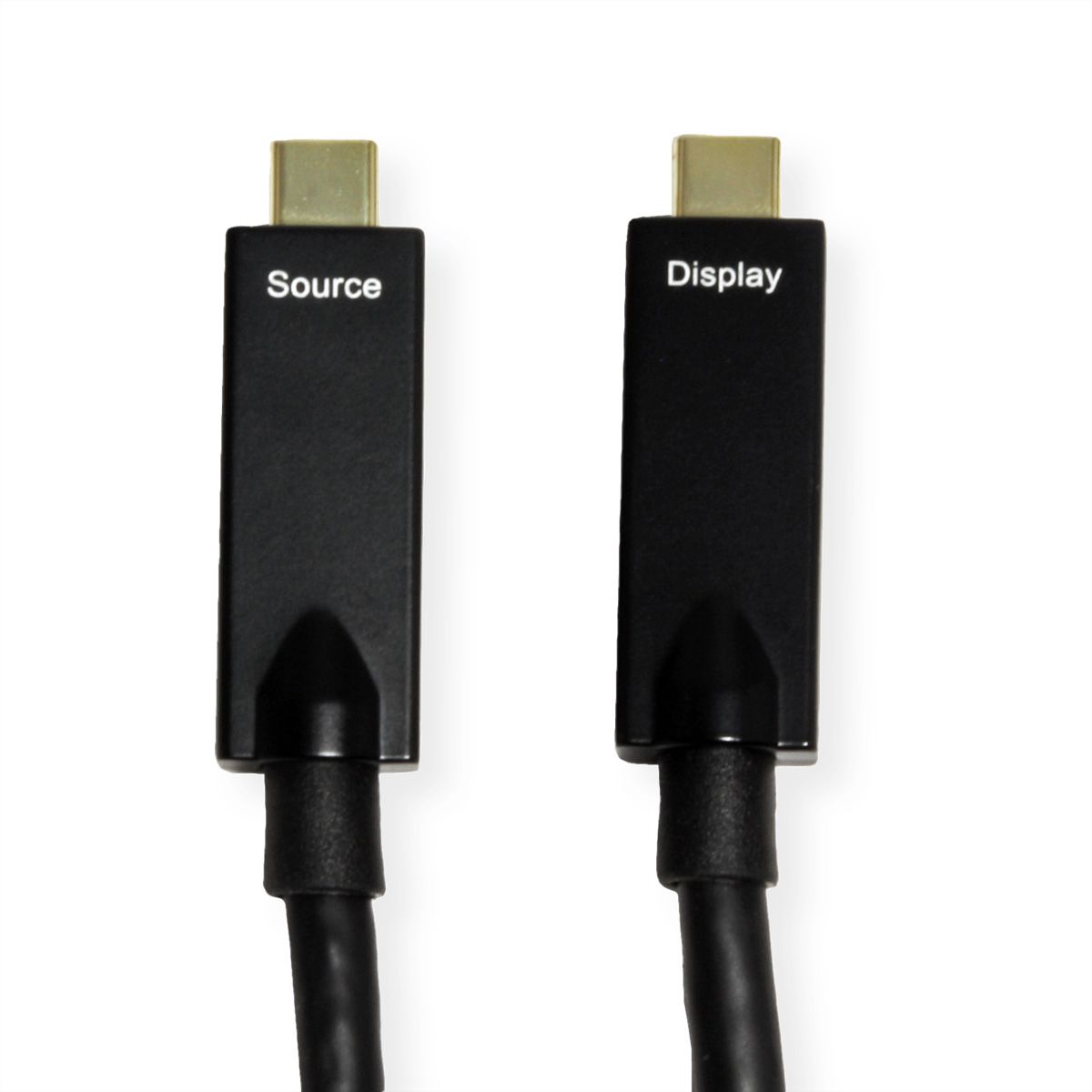 ROLINE USB 3.2 Gen 2-kabel, AOC, C-C, Male/Male, 10 Gbit/s, 4K60Hz, PD (Power Delivery) 60 W, zwart, 10 m