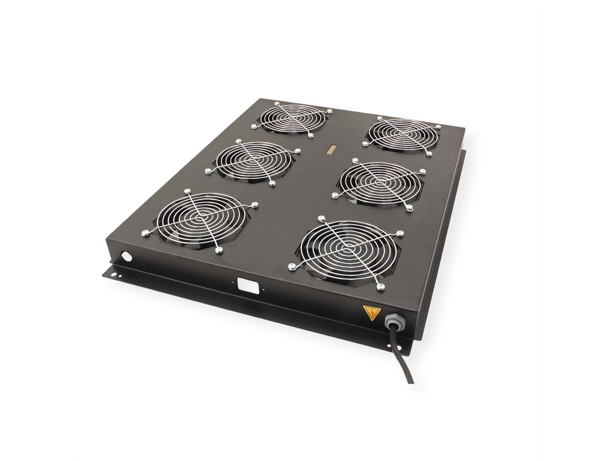 ROLINE 19-inch dakventilatorunit met 6 ventilatoren, AAN/UIT voor serverkast per serie, zwart