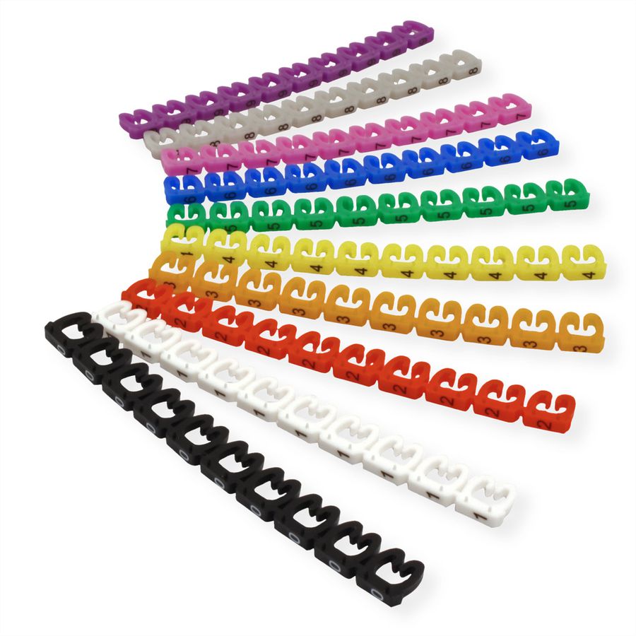 VALUE kabelmarkeerset voor patchkabels, 10 x 10 stuks, 4 - 5.5mm, veelkleurig