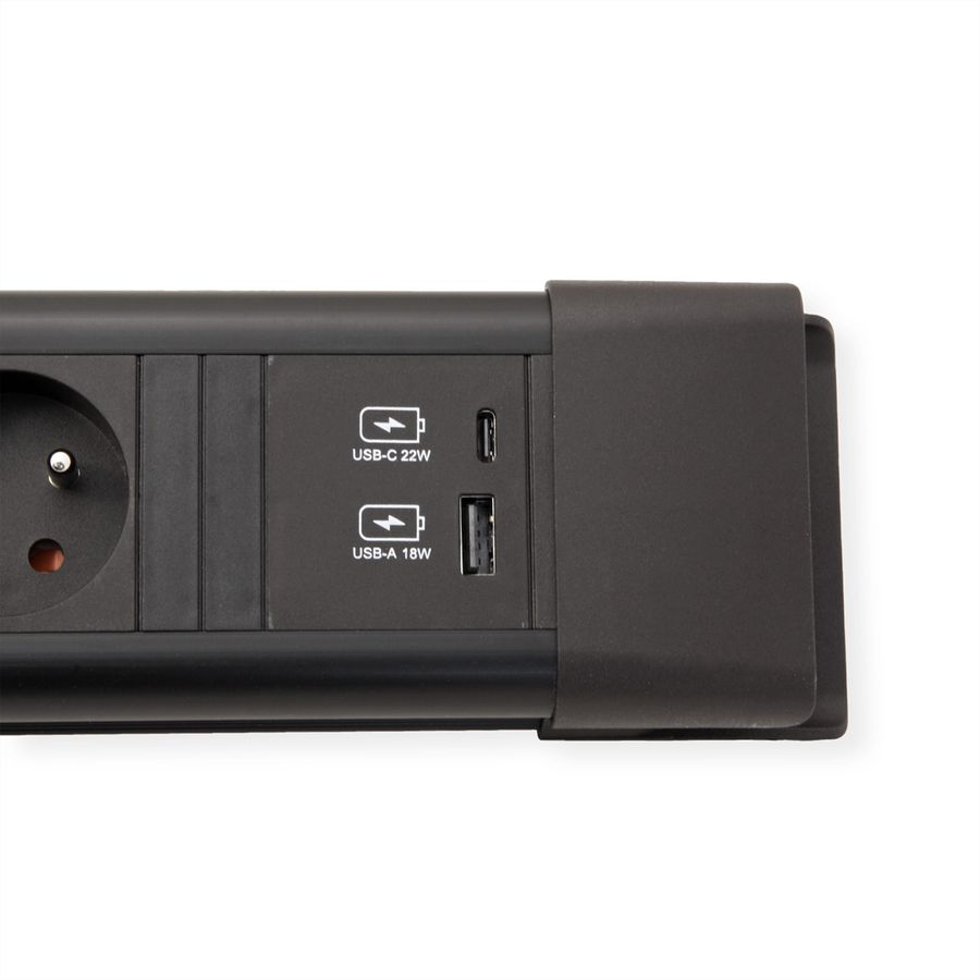BACHMANN CONNECTUS 6xUTE, 1xSchalter 1xUSB A/C 22W 2,0m CEE7/7 Schwarz