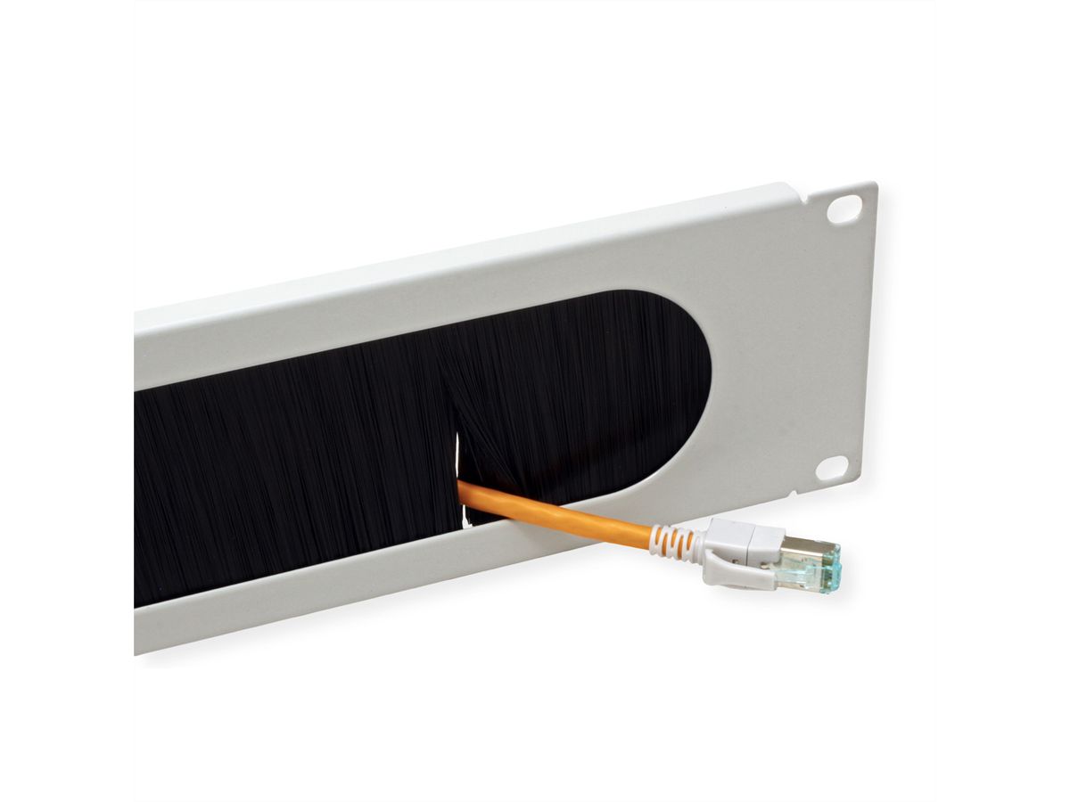 VALUE 19" Kabel doorvoerstrook 2 HE met borstel, grijs