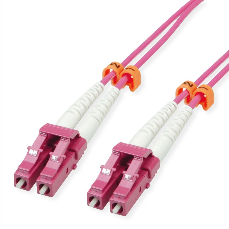 VALUE  FO Jumper Cable 50/125µm OM4, LC/LC, Low-Loss-Connector, LSOH, violet, 0.5 m