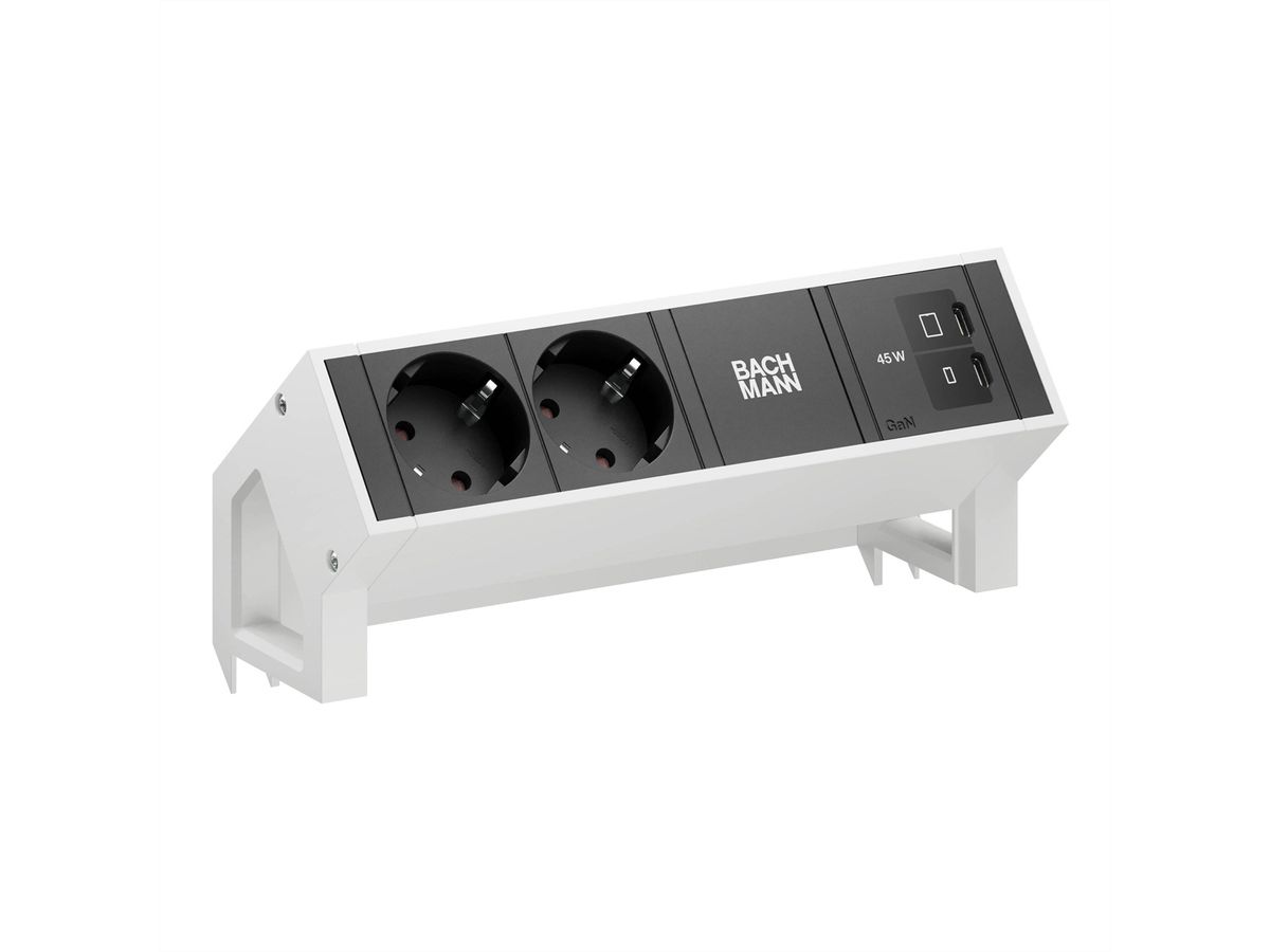 BACHMANN DESK2 2xCEE7/3 1xUSB C/C 45W, L=0,2m RAL9010