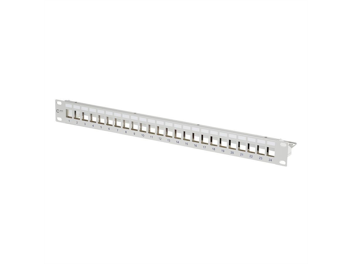 METZ CONNECT Keystone 19 inch module frame 1RU, 24 port grey unequipped, shielded