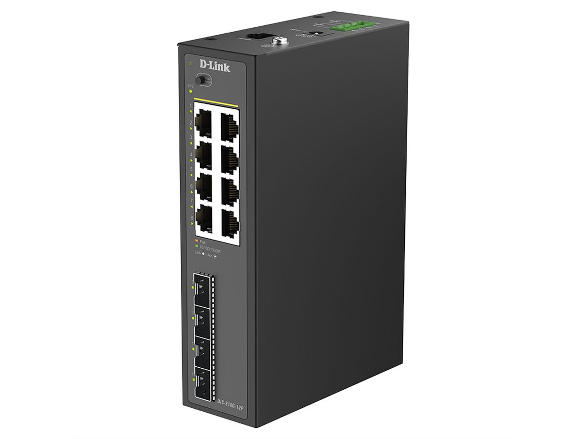 D-Link DIS-210G-12P 12-Port Switch, Smart Managed Gigabit PoE Industrial