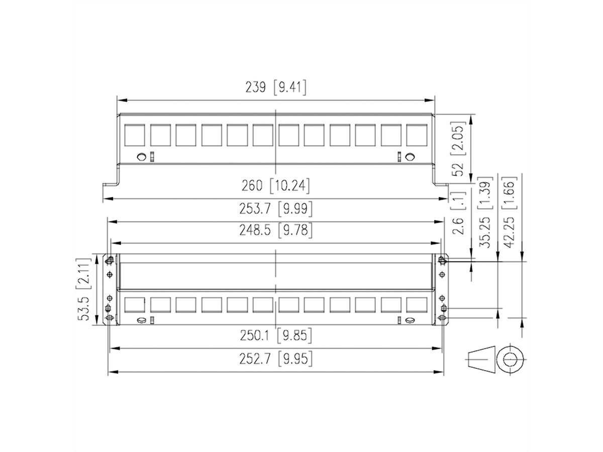 METZ CONNECT SmartConnectPP 12Port Keystone paneel, leeg