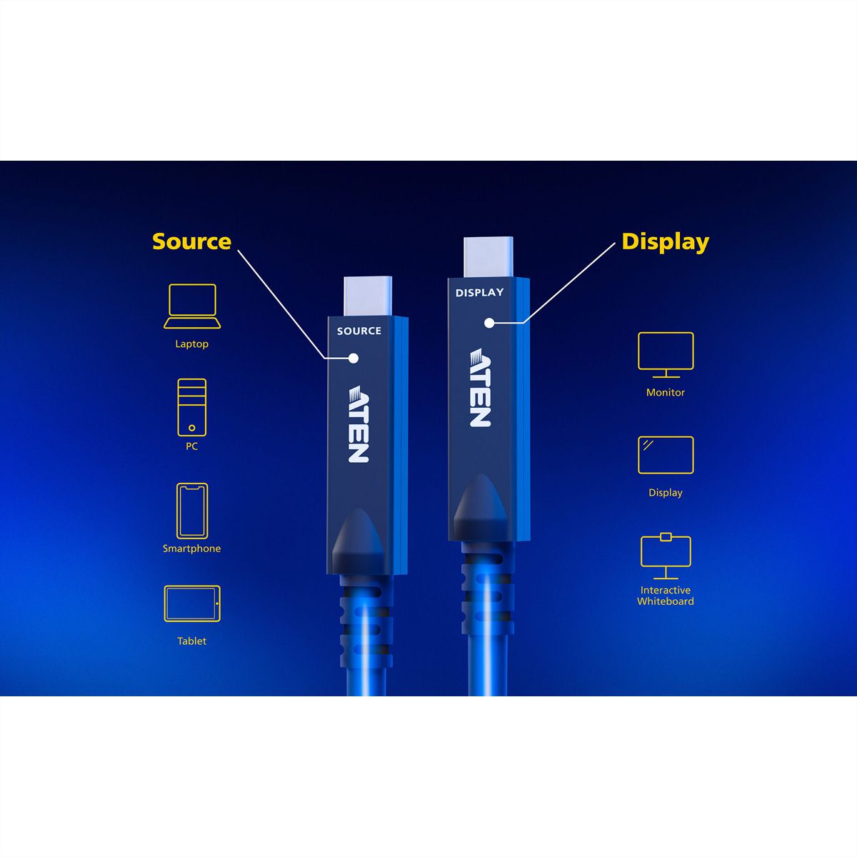 ATEN UE3415F aktives optisches Ultra HD-Kabel mit USB-C, schwarz, 15 m