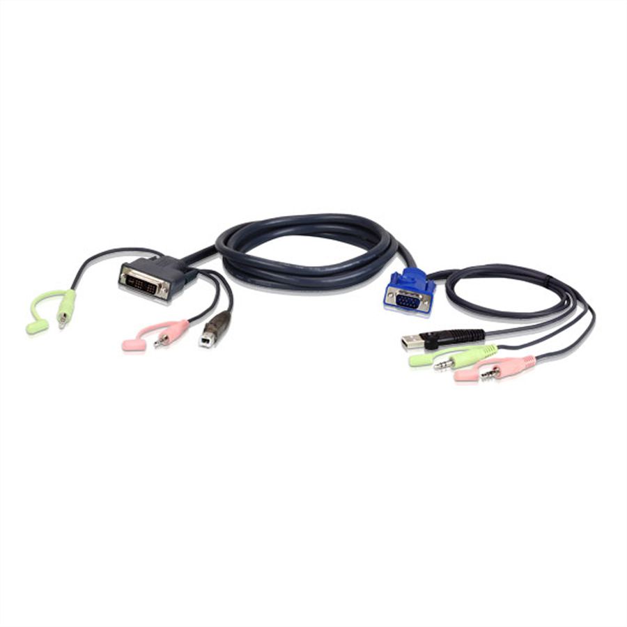 ATEN 2L-7DX3U KVM-Kabel VGA zu DVI 3m, schwarz, 3 m