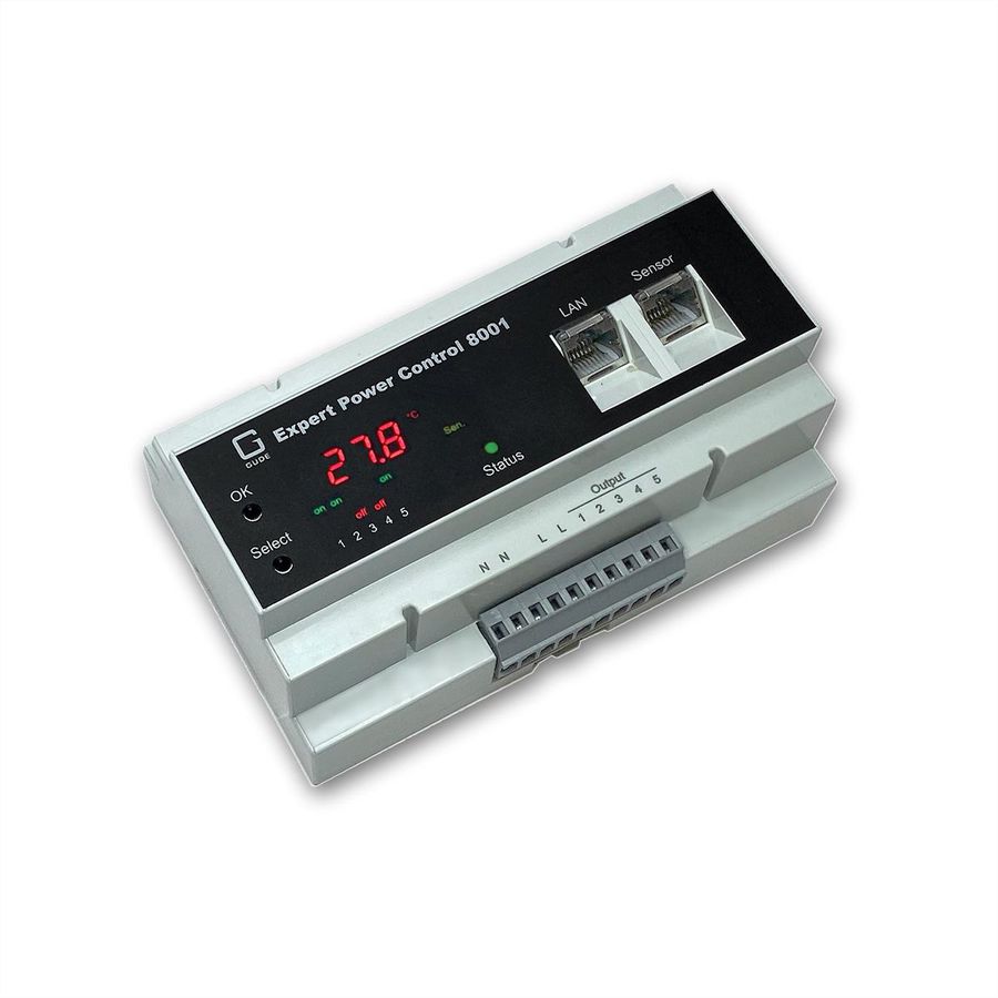 GUDE 8001-1 EPC NET 5x RelaisOut, 1x Sensorport, Messung, Hutschiene (DIN Rail)