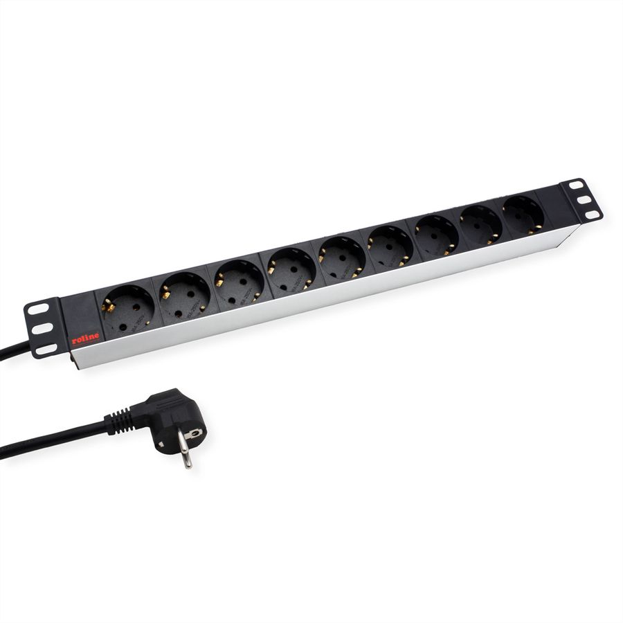 ROLINE 19" stekkerdoos 9-voudig, zilver, 2 m