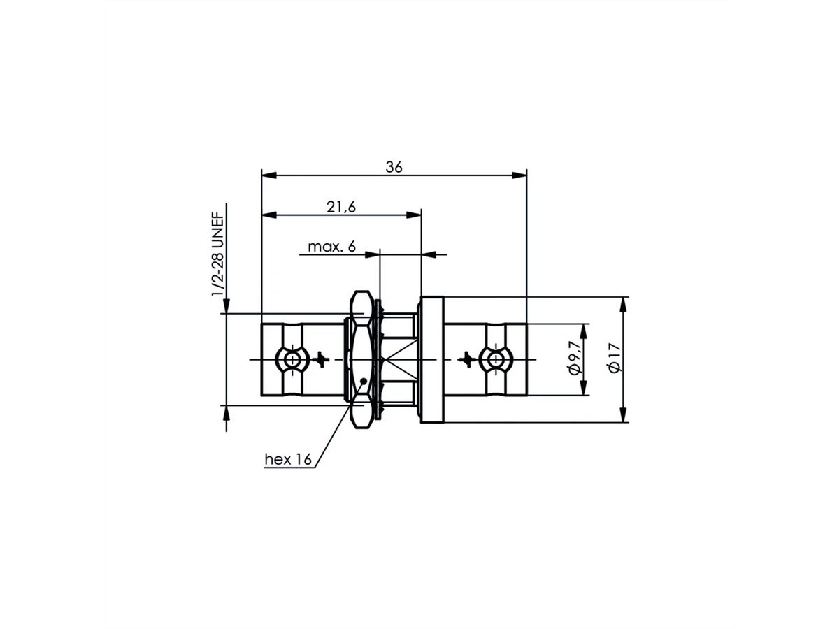 TELEGÄRTNER BNC Panel Adaptor, Panel Mounting HDTV 75 Ohm with insulating flange f-f