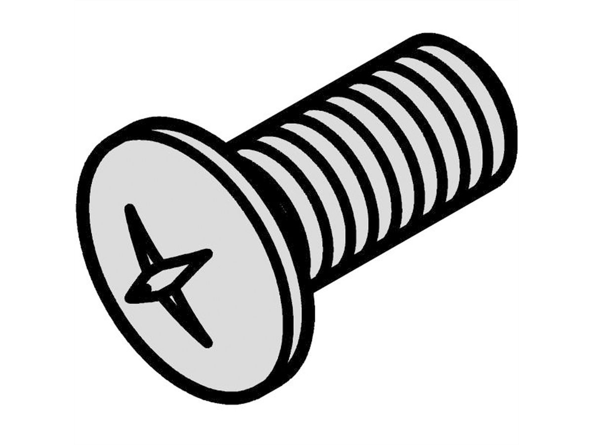 SCHROFF Countersunk Screw, Pozidrive, Cross Recess M2.5x6, Steel Nickel Plated, 100 pcs