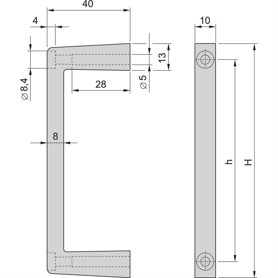 SCHROFF MultipacPRO Voorste handgreep, uit één stuk, breedte 10 mm, 5 HE