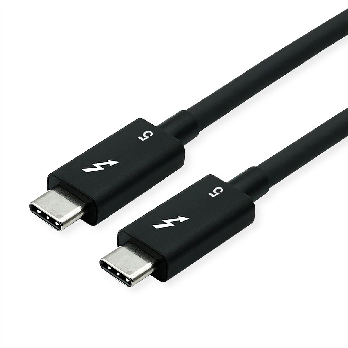 ROLINE Thunderbolt™ 5 Cable, C-C, M/M, 8K UHD-2, 80Gbit/s, 240W, passive, black, 0.8 m