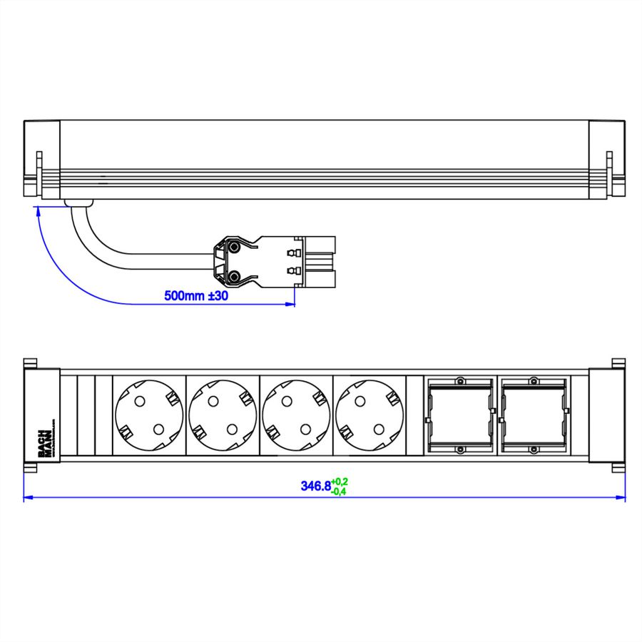 BACHMANN POWER FRAME Large 4x earthing contact 2x ABD