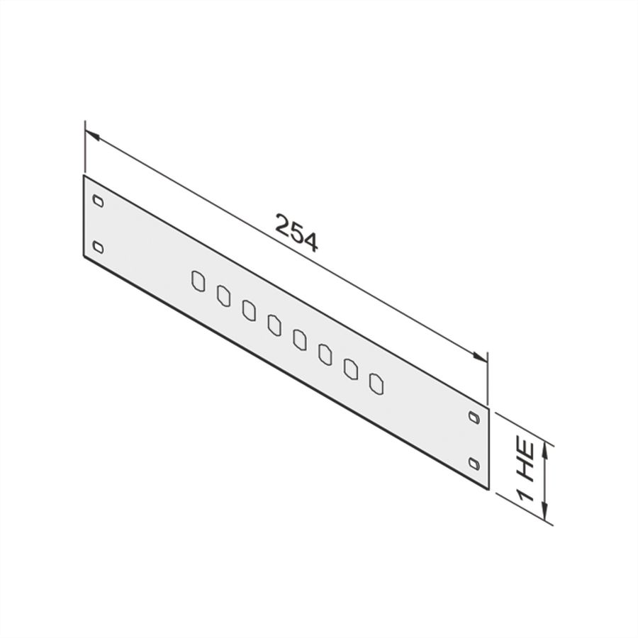 SCHROFF 10" Front Panel with Cutouts, 8 ports ST, 1.5 mm, St, RAL 7035