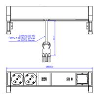 BACHMANN DESK2 2xP40 1xUSB C 60W 1xCM, 0.2m GST18 RAL9005 Italia