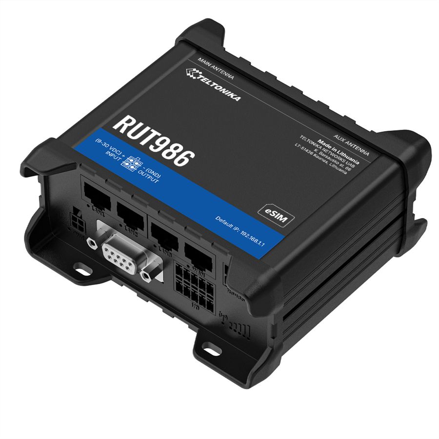 TELTONIKA RUT986 CAT4 LTE Router Dual SIM & eSIM, RS232/485